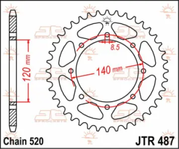 JT SPROCKETS - SPROCKET REAR 38T 520 - 12101134