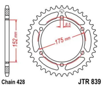 JT SPROCKETS - SPROCKET REAR 51T 428 - 12101367