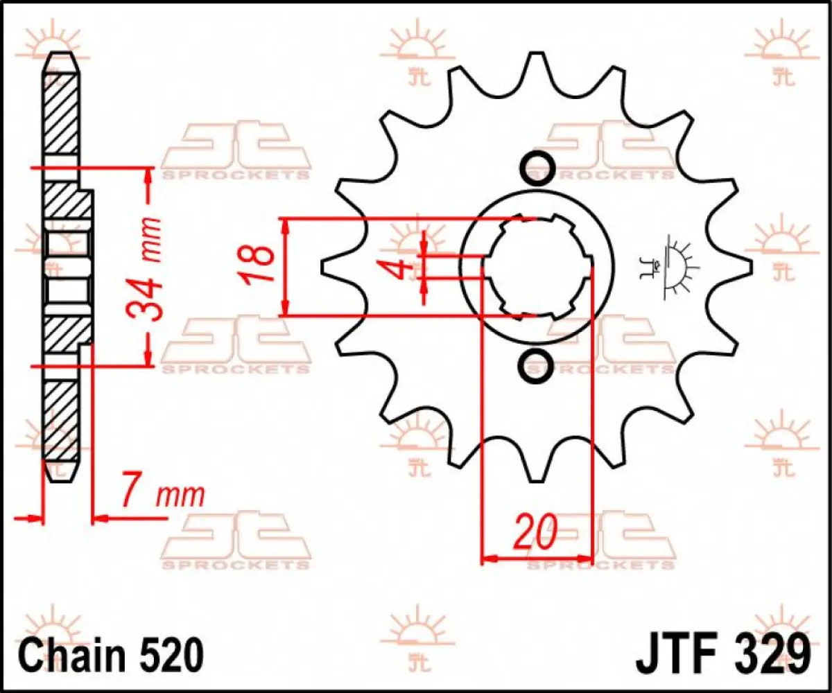 JT SPROCKETS - SPROCKET FRONT 14T 520 - 12120573