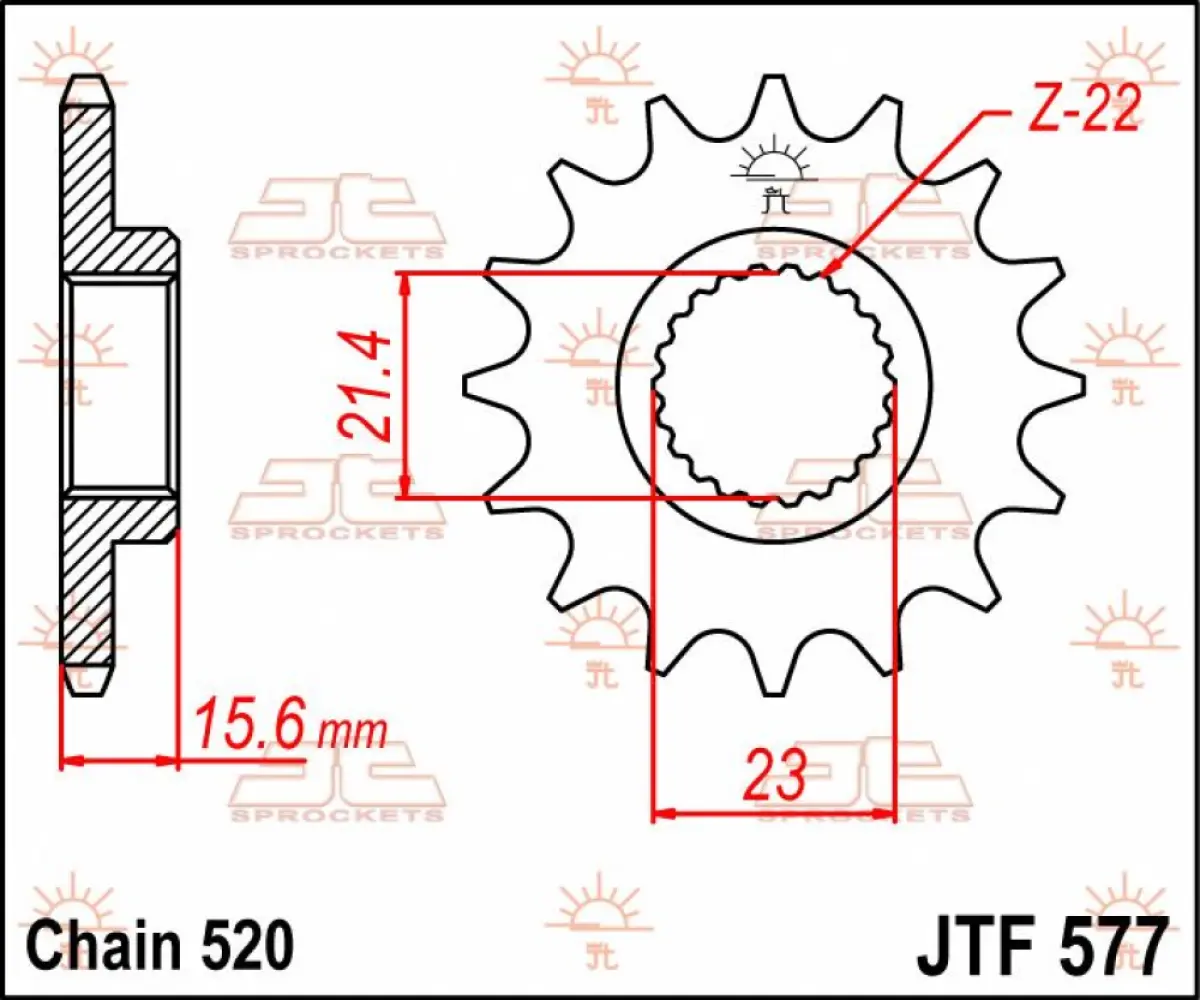 JT SPROCKETS - SPROCKET FRONT 14T 520 - 12120598