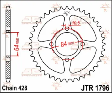JT SPROCKETS - SPROCKET REAR 51T 428 - 12100414