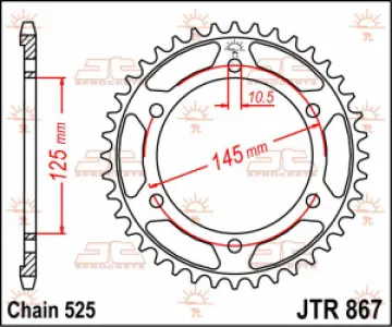 JT SPROCKETS - SPROCKET REAR 44T 525 - 12100502