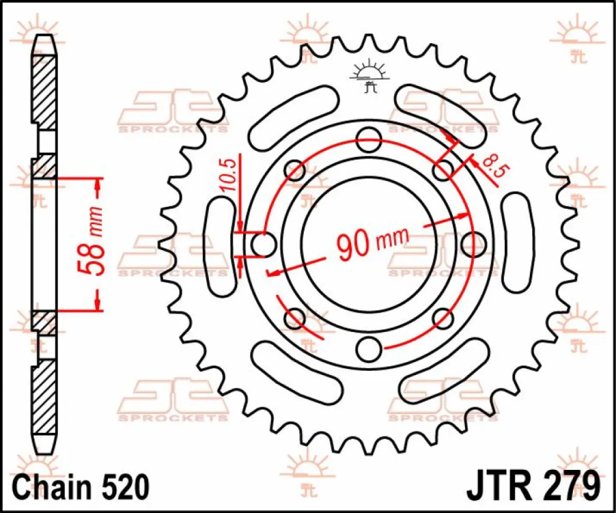 JT SPROCKETS - SPROCKET REAR 40T 520 - 12100696