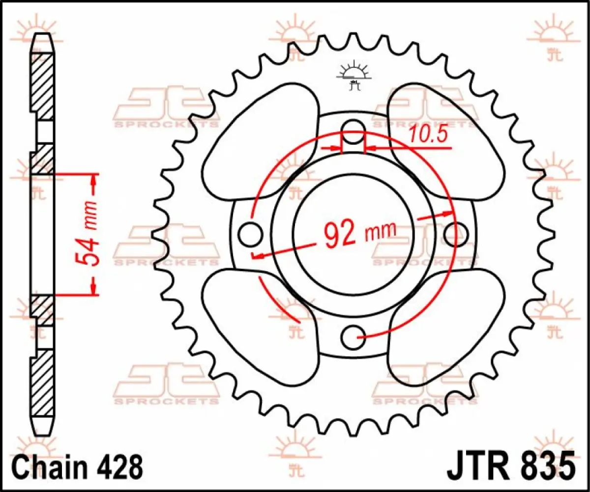 JT SPROCKETS - SPROCKET REAR 45T 428 - 12100731