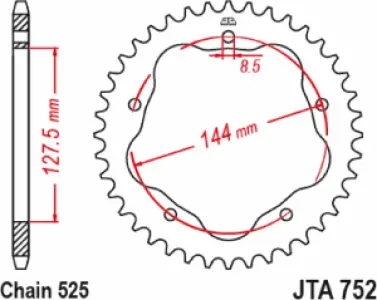 JT SPROCKETS - SPROCKET REAR 41T 525 BLK - NE - 12112790