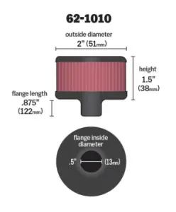 K & N - 1/2 VENT 2 D 1-1/2H STEEL - 09200159