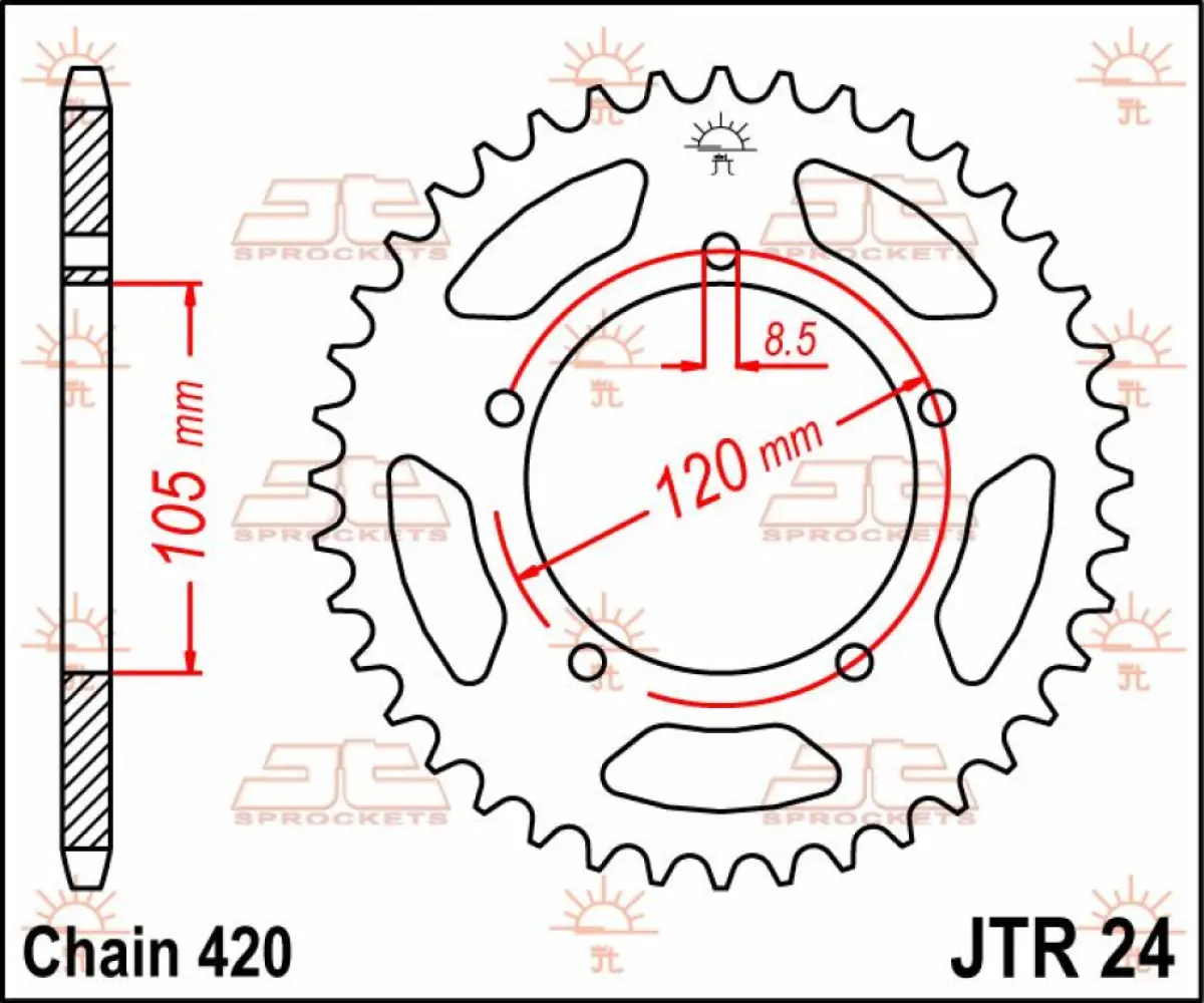 JT SPROCKETS - SPROCKET REAR 51T 420 - 12100422