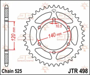 JT SPROCKETS - SPROCKET REAR 39T 525 - 12100455