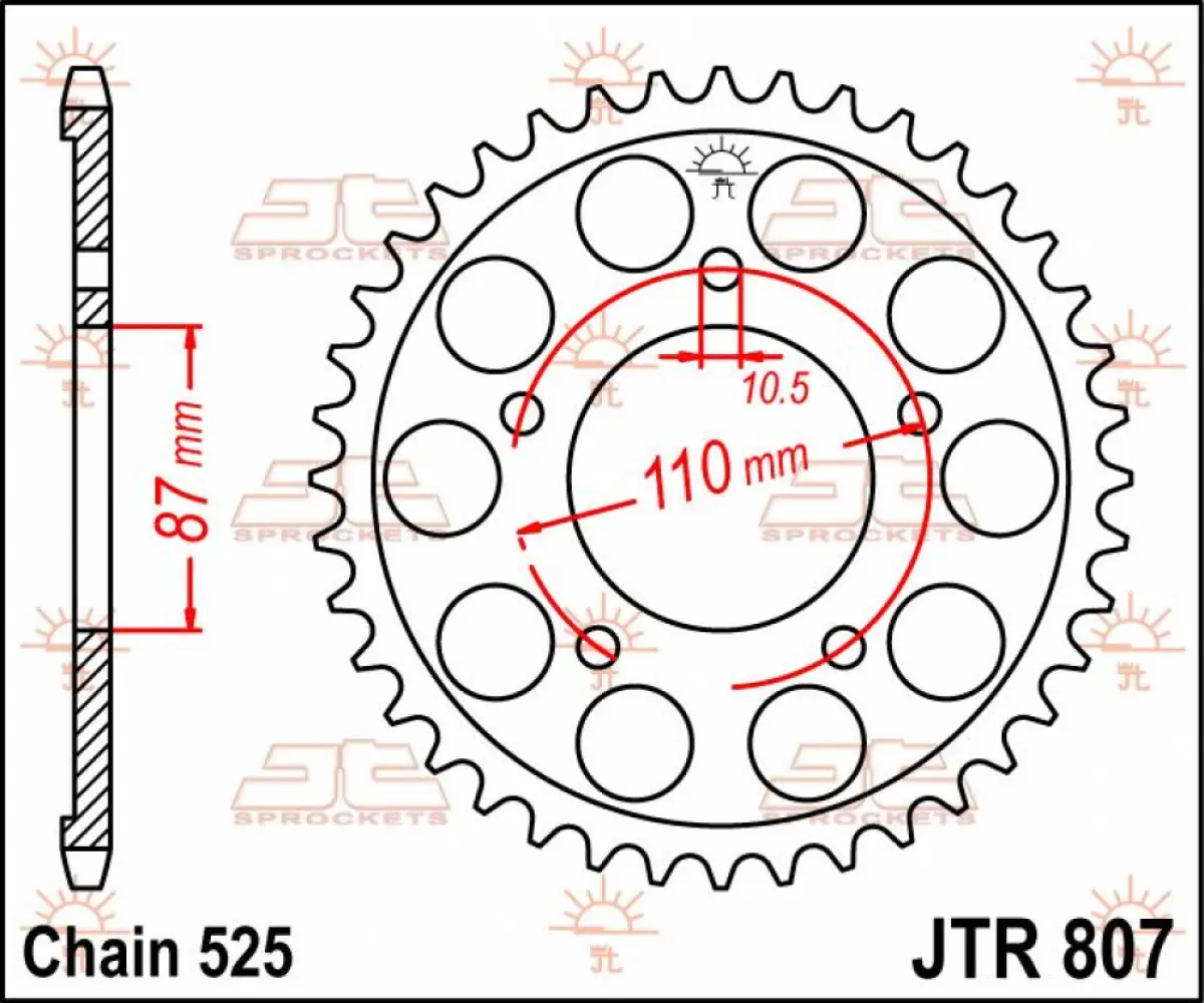 JT SPROCKETS - SPROCKET REAR 48T 525 - 12100469