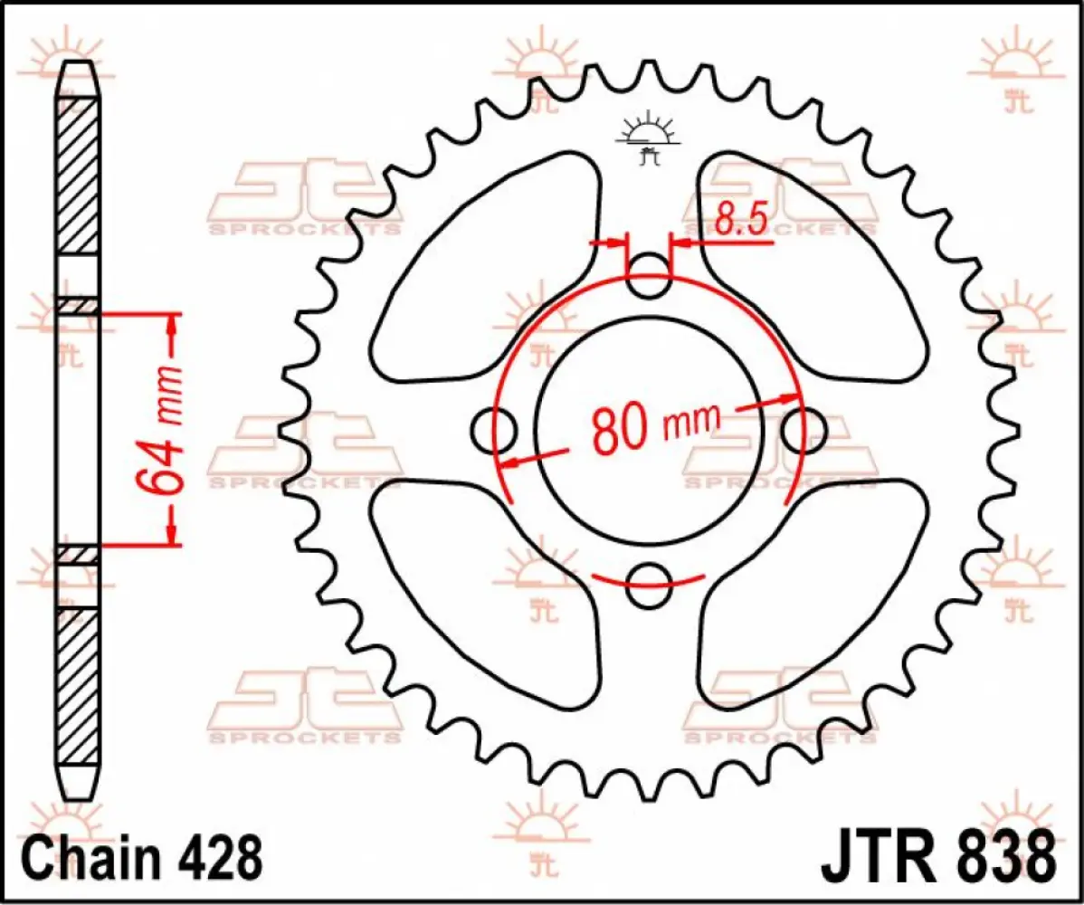 JT SPROCKETS - SPROCKET REAR 43T 428 - 12100717