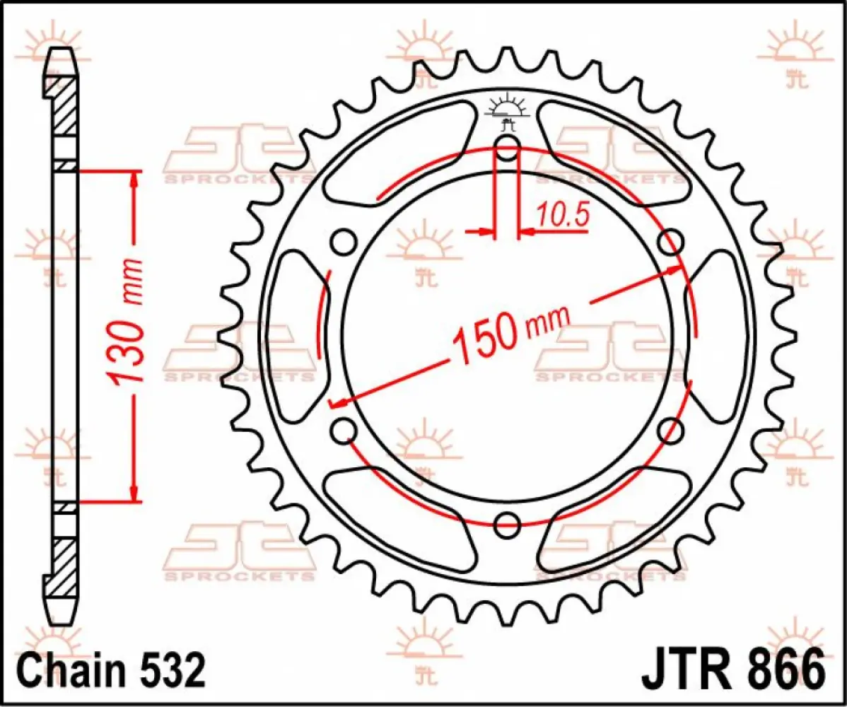 JT SPROCKETS - SPROCKET REAR 43T 532 - 12101088