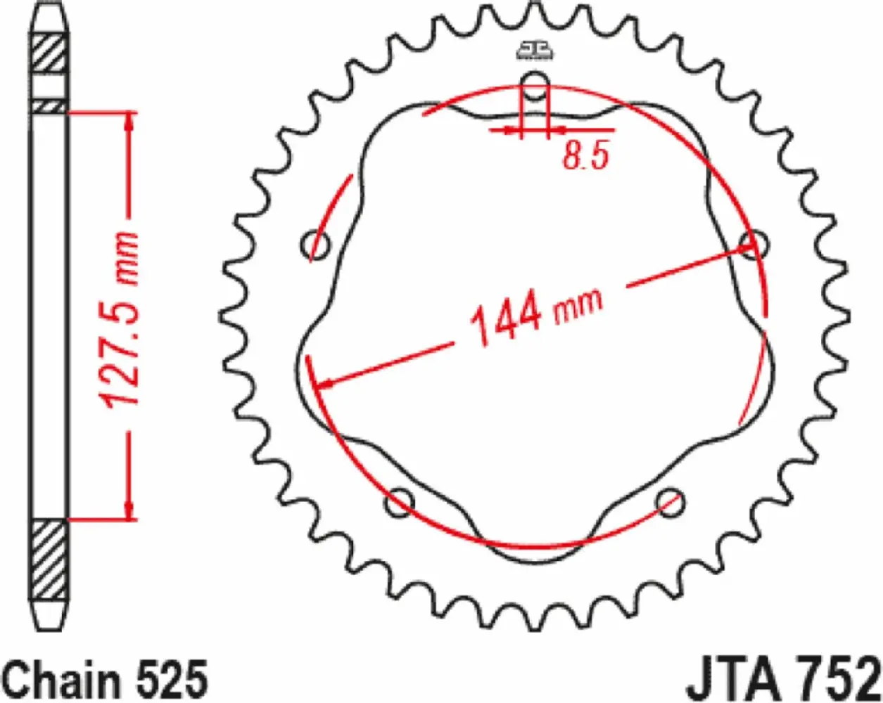 JT SPROCKETS - SPROCKET REAR 41T 525 BLK - NE - 12112790