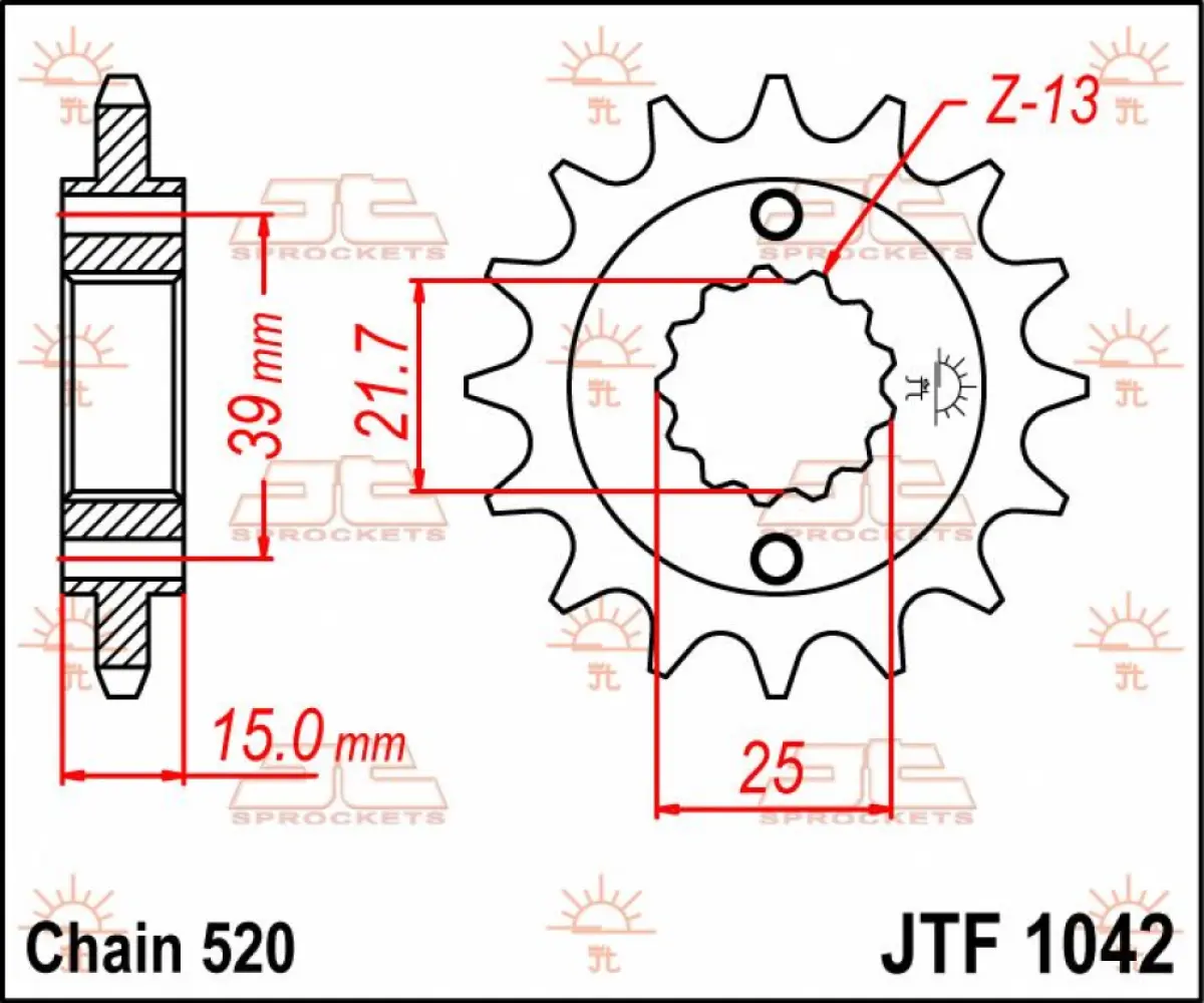 JT SPROCKETS - SPROCKET FRONT 14T 520 - 12120529