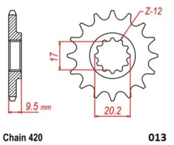 MOTO-MASTER - STEEL FRONT SPROCKET (420-14T) - 12121488