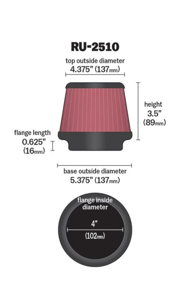 K & N - AIR FILTER CLMP ON 102MM - 10114180