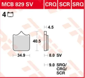 TRW - BRAKE PAD TRW MCB829CRQ - 17220649